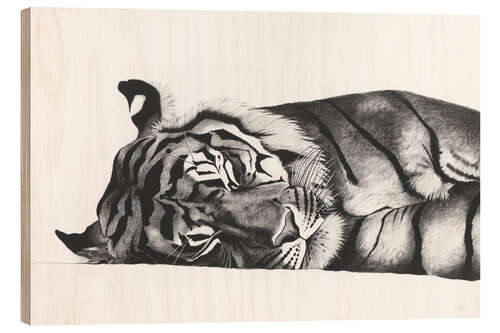 Hout print Sleeping tiger