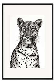 Gerahmter Kunstdruck Spähender Leopard II