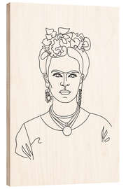 Holzbild Frida Kahlo Line Art