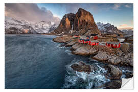 Selvklebende plakat Soloppgang over Lofoten