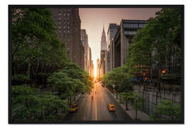 Gerahmter Kunstdruck New York City Sonnenuntergang