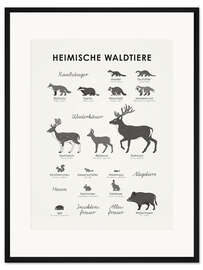 Gerahmter Kunstdruck Heimische Waldtiere