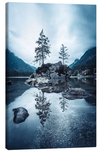 Lienzo Hintersee en el crepúsculo