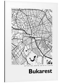 Aluminiumtavla City map of Bucharest