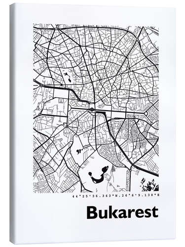 Leinwandbild Stadtplan von Bukarest