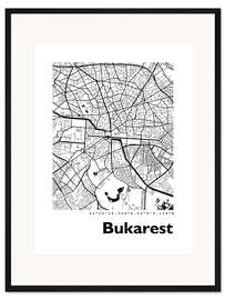Gerahmter Kunstdruck Stadtplan von Bukarest