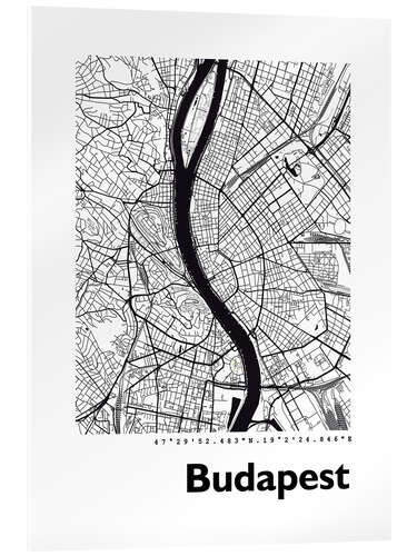 Acrylglasbild Stadtplan von Budapest