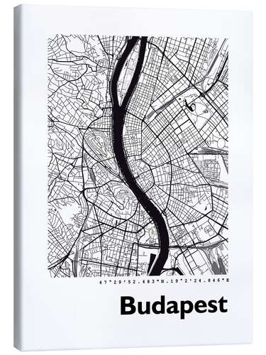 Tableau sur toile Plan de la ville de Budapest