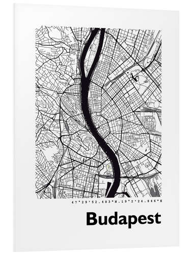 Print på skumplade City map of Budapest