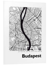 Hartschaumbild Stadtplan von Budapest