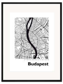 Gerahmter Kunstdruck Stadtplan von Budapest