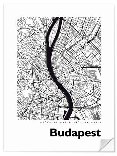 Sticker mural Plan de la ville de Budapest