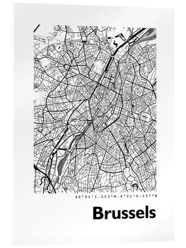 Acrylglasbild Stadtplan von Brüssel