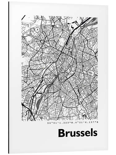 Alumiinitaulu City map of Brussels