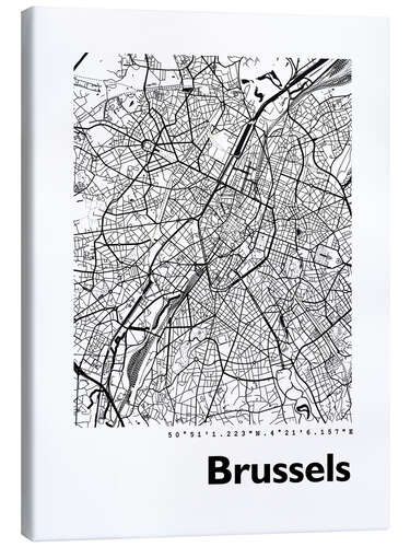 Canvas print City map of Brussels