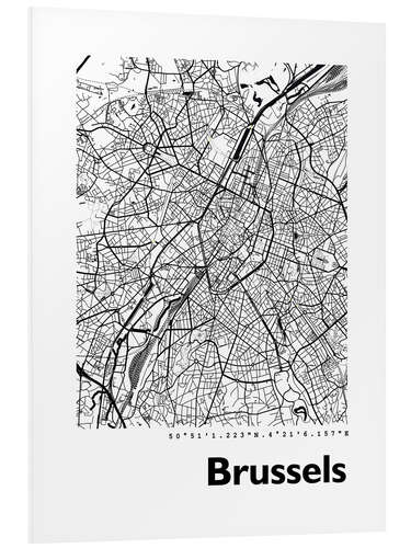 Foam board print City map of Brussels