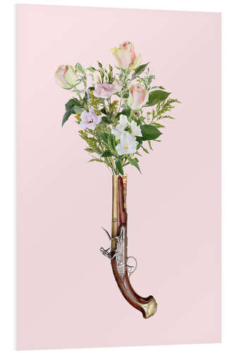 Hartschaumbild Revolver mit Blumen