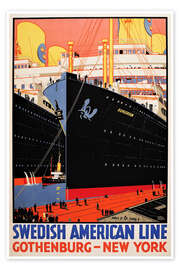 Poster Schwedisch-Amerikanische Linie (englisch) - Vintage Travel Collection