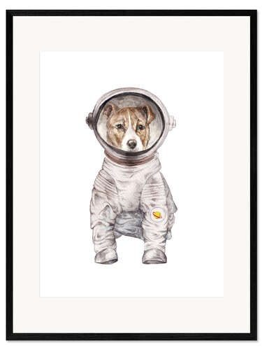 Impresión de arte enmarcada Laika el cachorro espacial