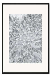 Gerahmter Kunstdruck Schneebedeckte Wälder