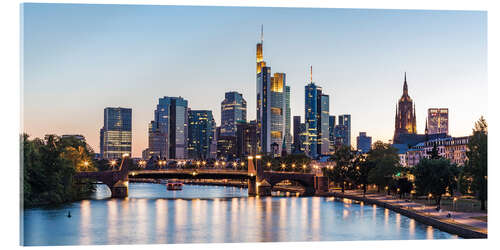 Akrylglastavla Skyline of Frankfurt am Main in the evening