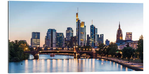 Quadro em plexi-alumínio Skyline de Frankfurt am Main à noite