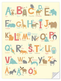 Selvklebende plakat Animal alphabet (Swedish)