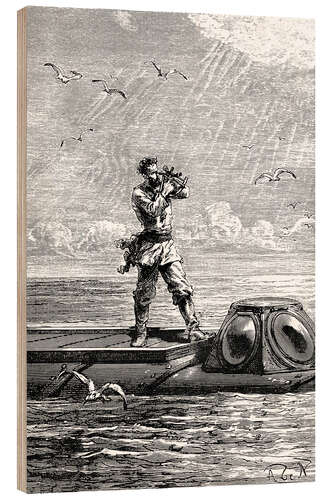 Wood print 20,000 miles under the sea, Captain Nemo