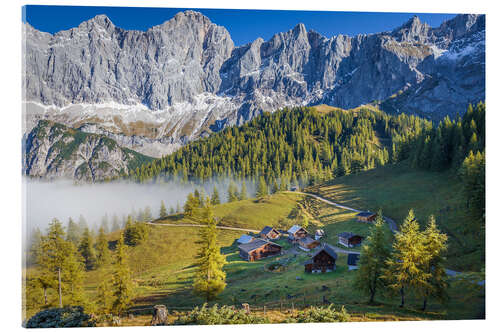 Tableau en verre acrylique Matin d'automne sur le Dachstein