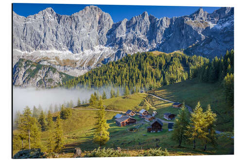 Aluminium print Autumn morning on the Dachstein