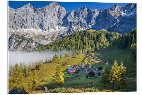 Tableau en plexi-alu Matin d'automne sur le Dachstein