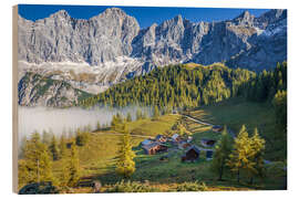 Print på træ Autumn morning on the Dachstein