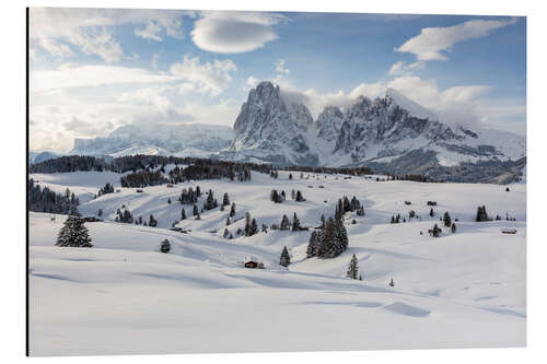 Alubild Ein Wintermorgen auf der Seiser Alm