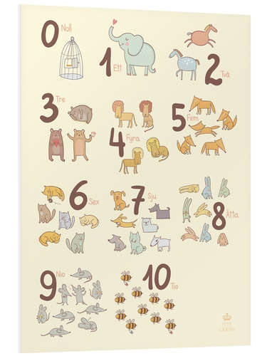 Foam board print Numbered animals (Swedish)