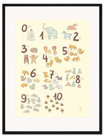 Gerahmter Kunstdruck Zahlentiere (Schwedisch)