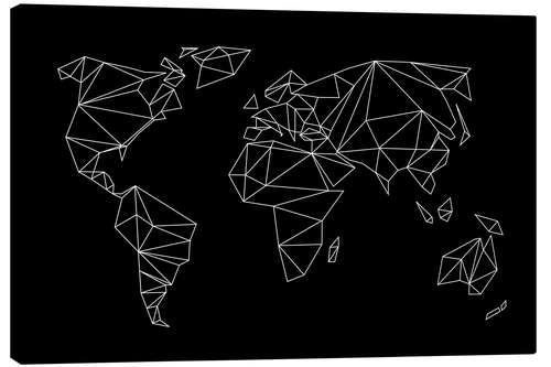 Stampa su tela Mappa del mondo geometrica nera