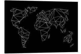 Gallery print Geometric world map, black