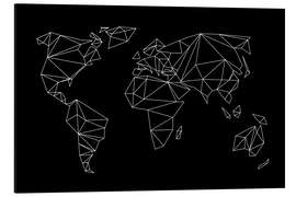 Magnettafel Geometrische Weltkarte, Schwarz
