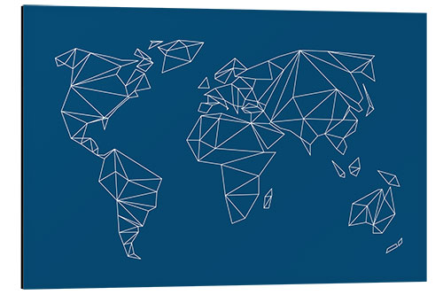 Obraz na aluminium Geometric world map, blue