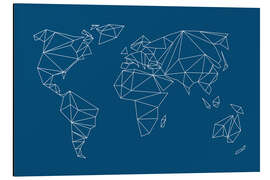 Magnettafel Geometrische Weltkarte, Blau