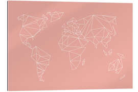 Gallery print Geometric world map, rose