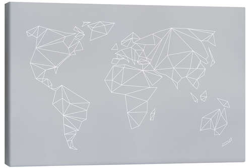 Lerretsbilde Geometric world map, gray