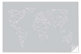 Naklejka na ścianę Geometric world map, gray