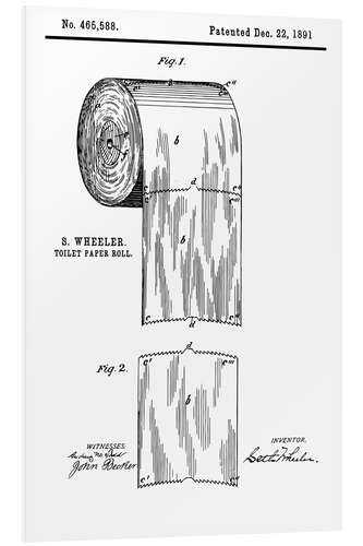 Tableau en PVC Brevet vintage de papier toilette (anglais)