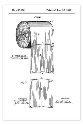 Póster Papel higiénico vintage patente (inglés)