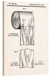 Cuadro de madera  Papel higiénico vintage patente (inglés) - Typobox