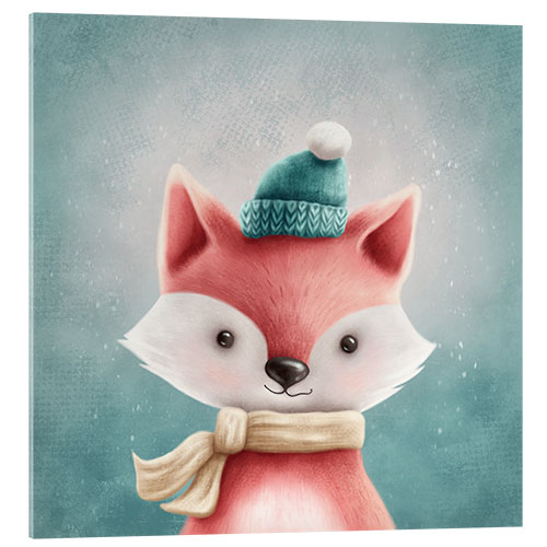 Akrylbillede Fox with a winter hat