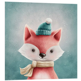 Tableau en PVC Fox with a winter hat