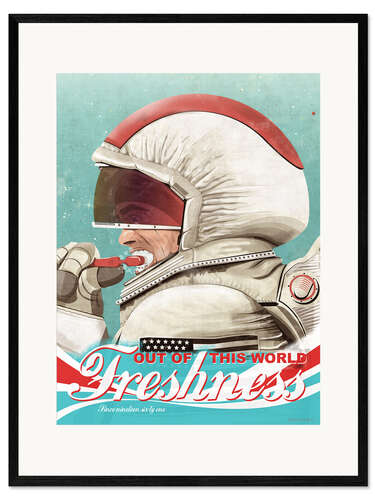 Framed art print Astronaut brushing teeth