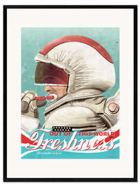 Framed art print Astronaut brushing teeth